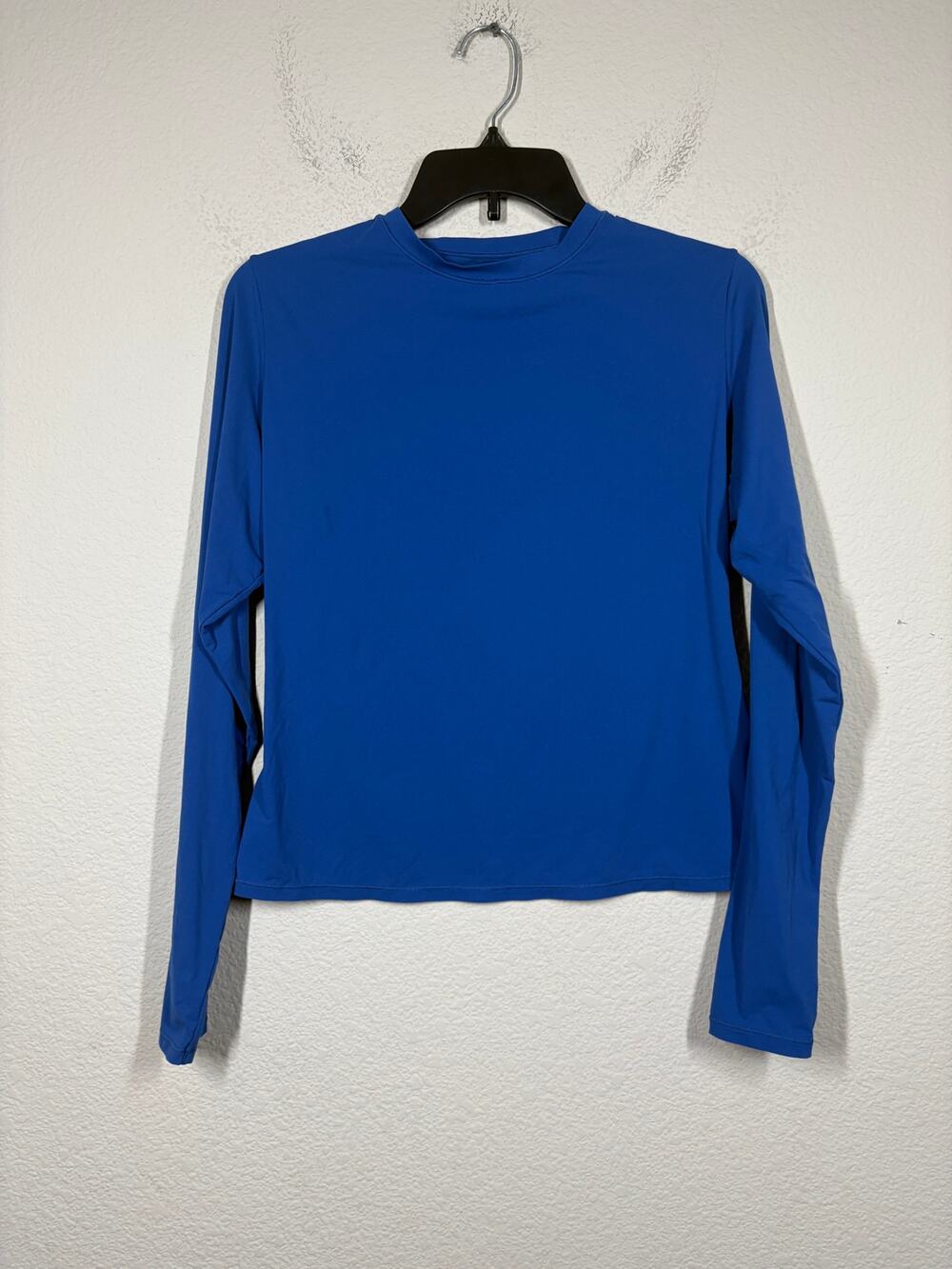 Skims Womens Medium Mock Neck Tee T-Shirt Blue Long Sleeves Pullover Layering